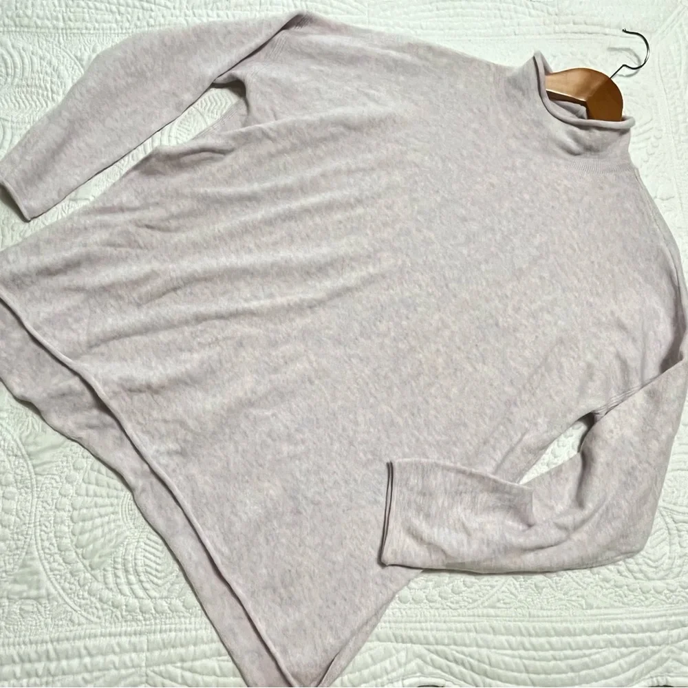 FRENCH CONNECTION Mock Neck Wool Sweater Heathered Pink Open Side Size Medium